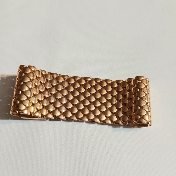 Gold Mesh Bracelet Milor Italy Bronze Bracelet. Rose Goldtone Weave Pattern - Picture 4 of 9